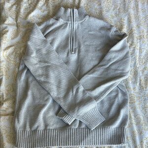 Calvin Klein Gray Zip Up Sweater with Stand-Up Collar